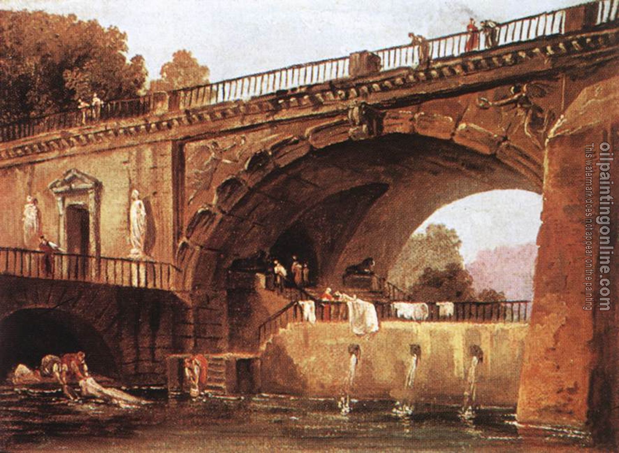 Robert, Hubert - Washerwomen below a Bridge